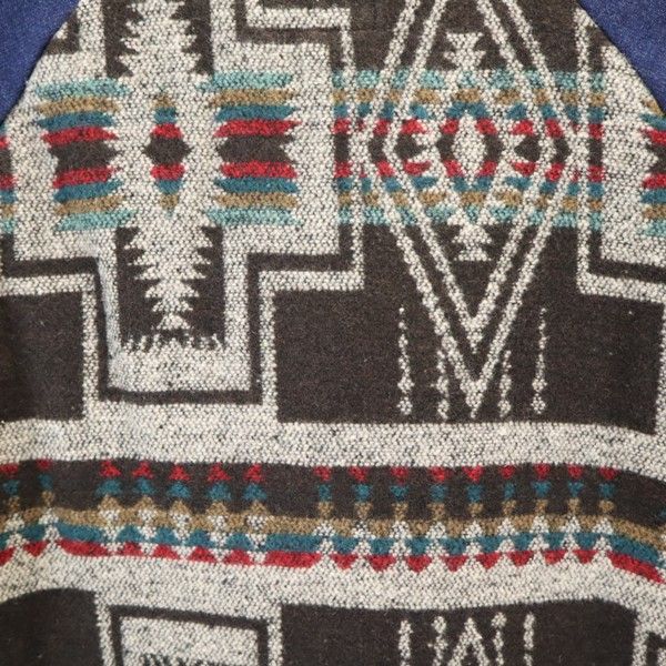 新品 HB エイチビー 長袖 ボヘミアン スウェット切替 トレーナー L 青 茶 ネイティブ インディゴ裏毛 メンズ