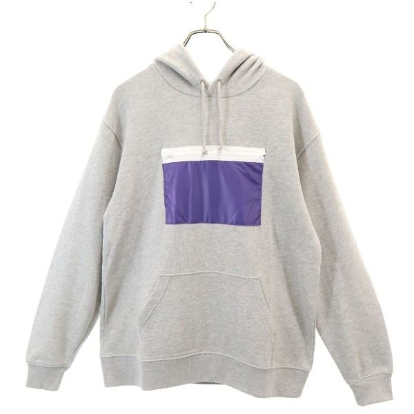 新品 Star Star Re:MODEL 長袖 スウェットパーカー L 灰 紫 リップナイロンポケット メンズ