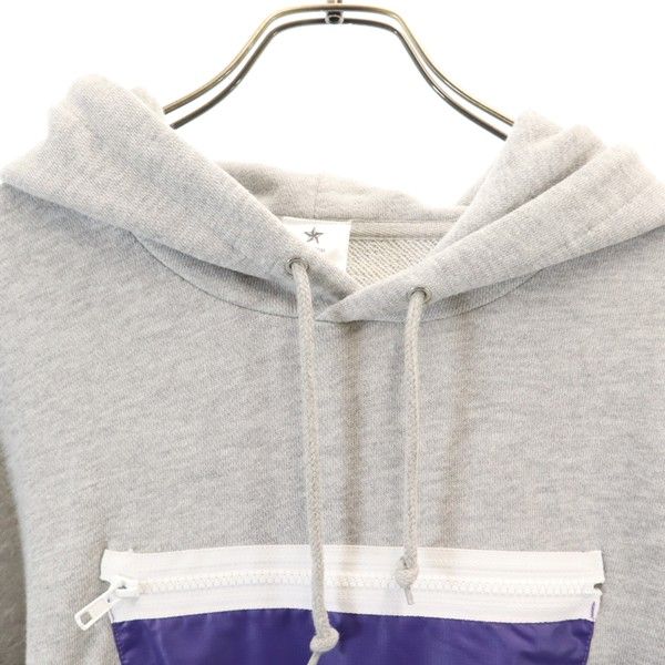 新品 Star Star Re:MODEL 長袖 スウェットパーカー L 灰 紫 リップナイロンポケット メンズ