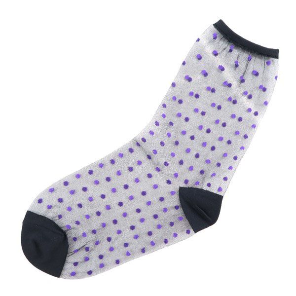 未使用 レリアン ドット柄 シアー ソックス 23-24cm 黒系 Leilian 靴下 レディース