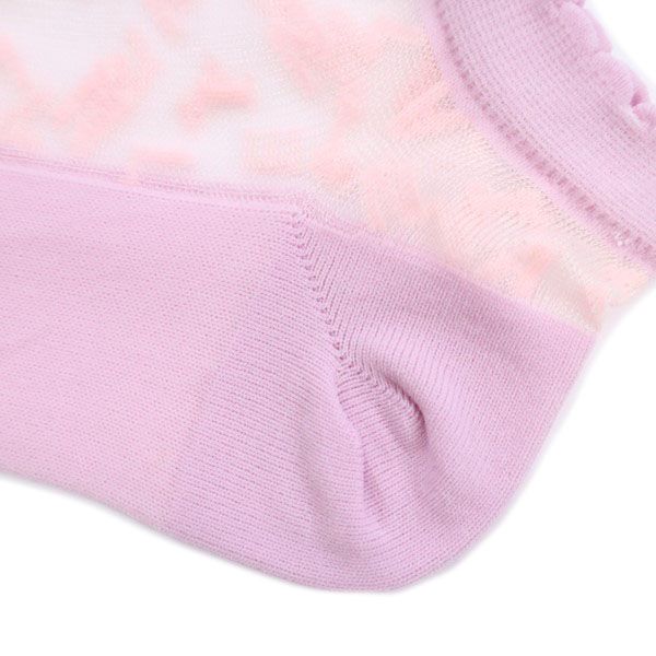 未使用 Leilian レリアン レース シアー ソックス 23-24cm ピンク×パープル クルー 靴下 レディース