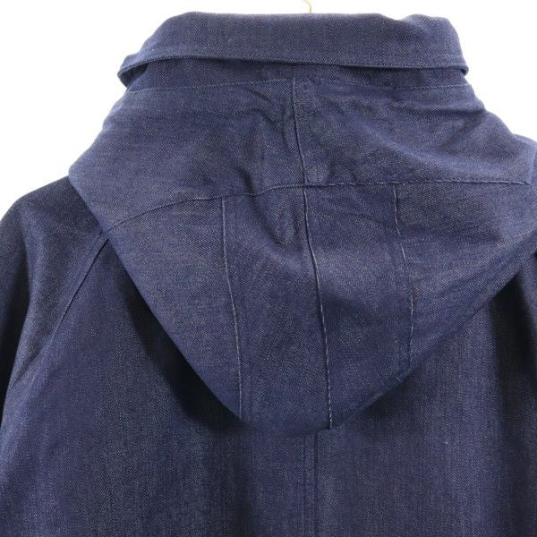 新品 HB エイチビー ビッグフード シルキー デニム モッズコート XL インディゴ ブルー ロングコート デニムジャケット メンズ