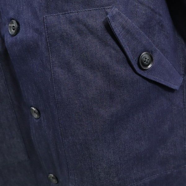 新品 HB エイチビー ビッグフード シルキー デニム モッズコート XL インディゴ ブルー ロングコート デニムジャケット メンズ