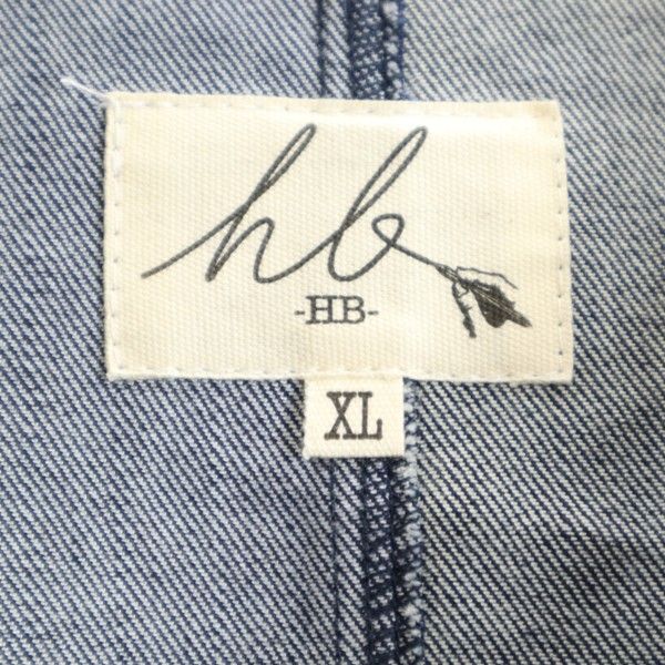 新品 HB エイチビー ビッグフード シルキー デニム モッズコート XL インディゴ ブルー ロングコート デニムジャケット メンズ