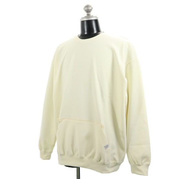 新品 quolt クオルト 長袖 カットソー XL オフホワイト TECK-FLEECE CUTSEW 裏起毛 プルオーバー カンガルーポケット メンズ