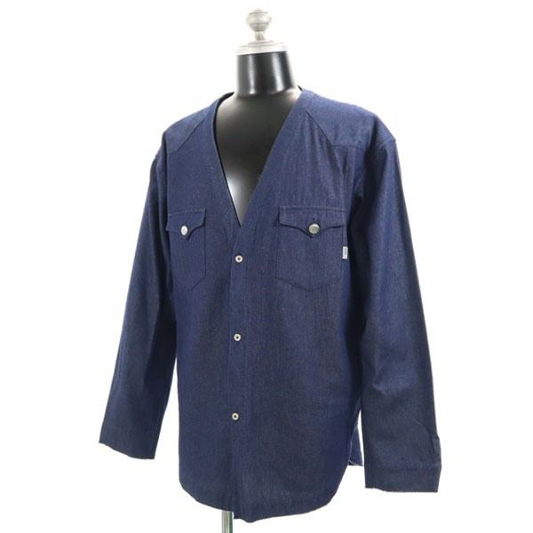 新品 quolt クオルト DNM-WESTERN SHIRTS デニム ウエスタンシャツ XL インディゴ ノーカラー 深Vネック メンズ