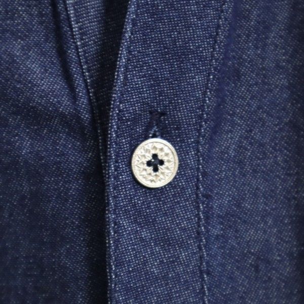 新品 quolt クオルト DNM-WESTERN SHIRTS デニム ウエスタンシャツ XL インディゴ ノーカラー 深Vネック メンズ