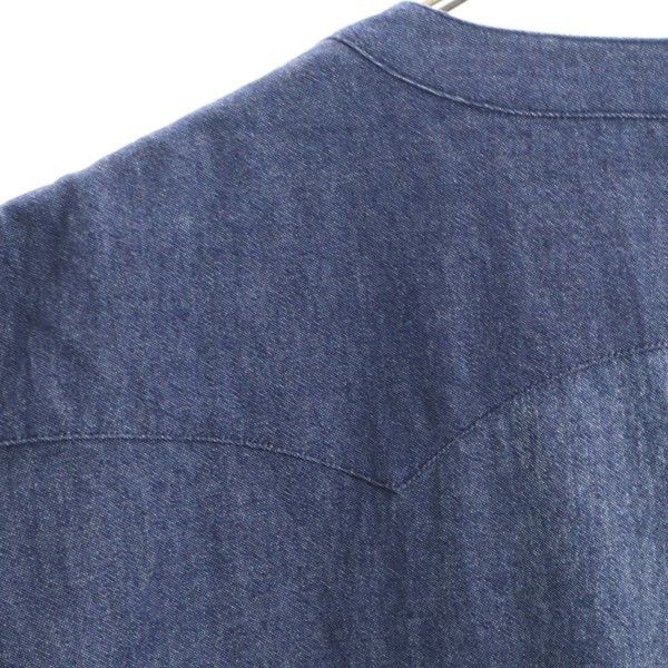 新品 quolt クオルト DNM-WESTERN SHIRTS デニム ウエスタンシャツ XL インディゴ ノーカラー 深Vネック メンズ