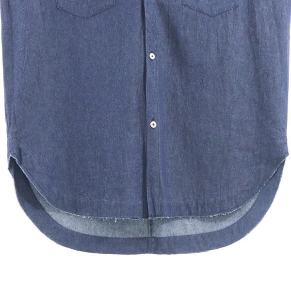 新品 quolt クオルト DNM-WESTERN SHIRTS デニム ウエスタンシャツ XL インディゴ ノーカラー 深Vネック メンズ