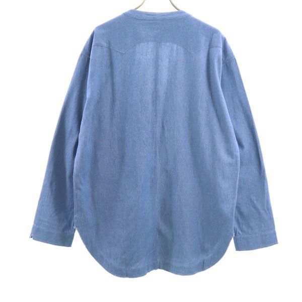 新品 quolt クオルト DNM-WESTERN SHIRTS デニム ウエスタンシャツ XL ウォッシュドブルー ノーカラー 深Vネック メンズ