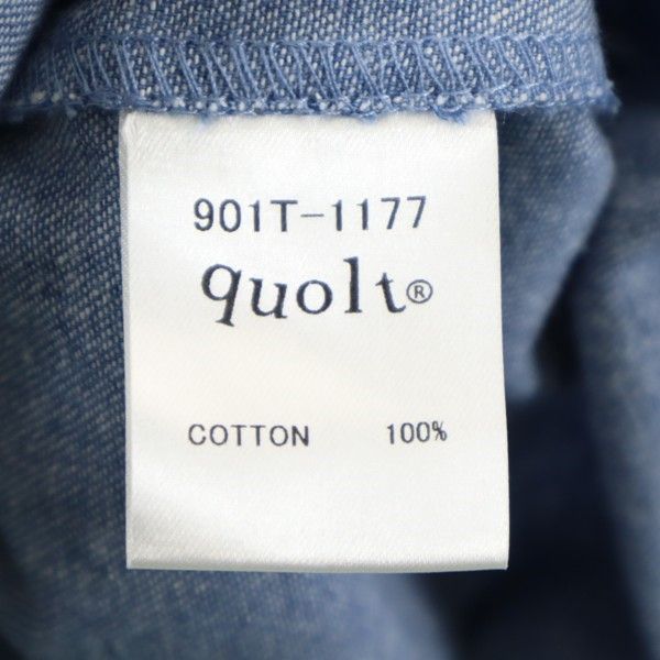 新品 quolt クオルト DNM-WESTERN SHIRTS デニム ウエスタンシャツ XL ウォッシュドブルー ノーカラー 深Vネック メンズ