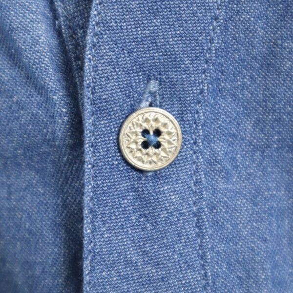 新品 quolt クオルト DNM-WESTERN SHIRTS デニム ウエスタンシャツ XL ウォッシュドブルー ノーカラー 深Vネック メンズ