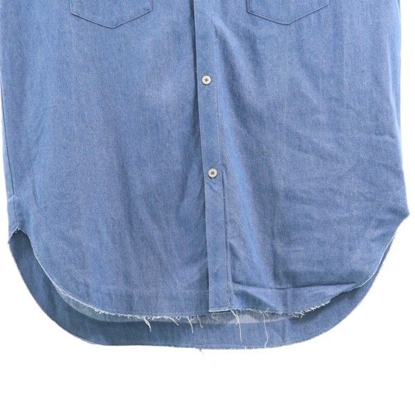 新品 quolt クオルト DNM-WESTERN SHIRTS デニム ウエスタンシャツ XL ウォッシュドブルー ノーカラー 深Vネック メンズ