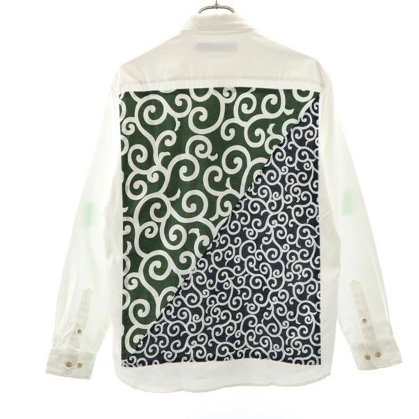 新品 泥棒日記 風呂敷柄 唐草模様 絣 長袖 シャツ 大 ホワイト dorobou nikki メンズ