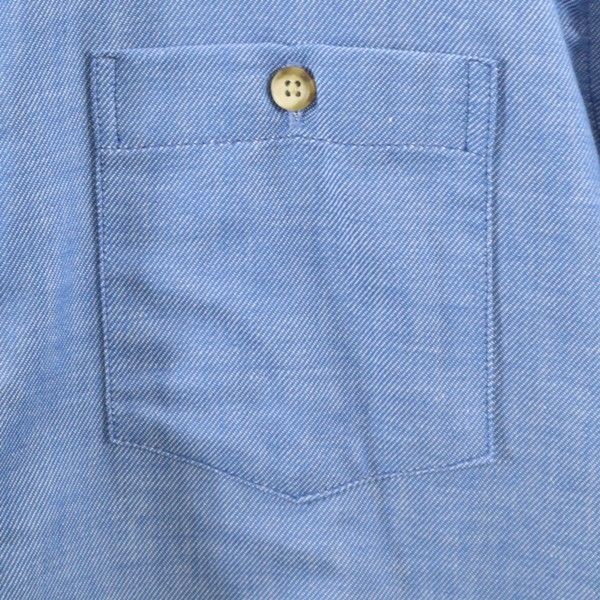 新品 泥棒日記 長袖 刺し子 絣風 シャンブレーシャツ 大 ブルー dorobou nikki メンズ