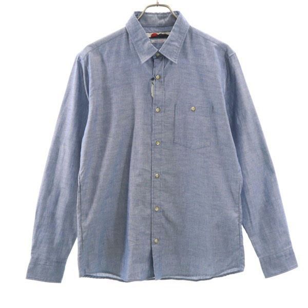 新品 dorobou nikki 泥棒日記 風呂敷柄 唐草模様 絣 長袖 バック 切替 シャツ 大 ネイビー メンズ