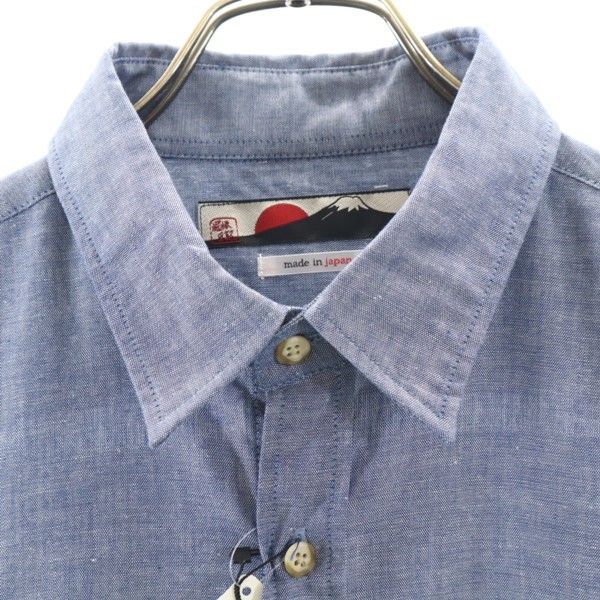 新品 dorobou nikki 泥棒日記 風呂敷柄 唐草模様 絣 長袖 バック 切替 シャツ 大 ネイビー メンズ