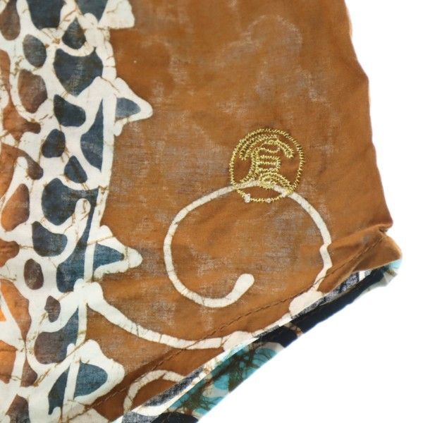 新品 備中倉敷工房 倉 和柄 7分袖 昇龍柄 バティック シャツ M 茶系 Kula BY ETERNAL メンズ