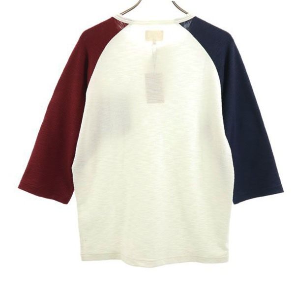 新品 HB エイチビー 7分袖 スラブリップルバイカラー 1B ヘンリー Tシャツ M 白系 メンズ