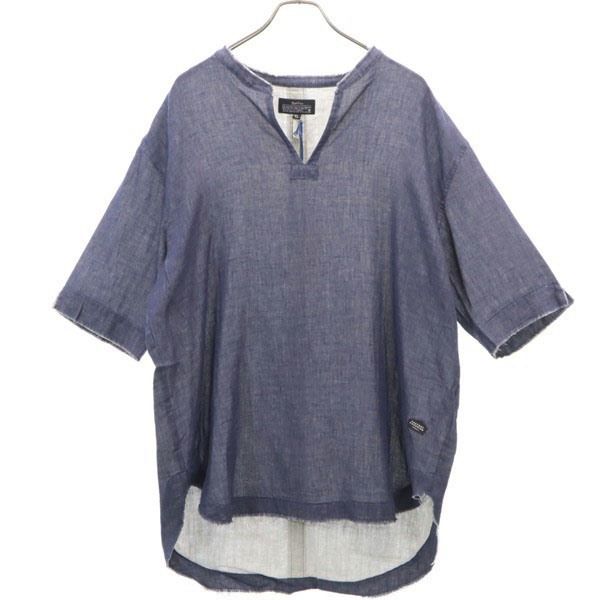 新品 quolt クオルト 半袖 シャツ XL ネイビー TOP-GAUZE SHIRTS プルオーバー メンズ