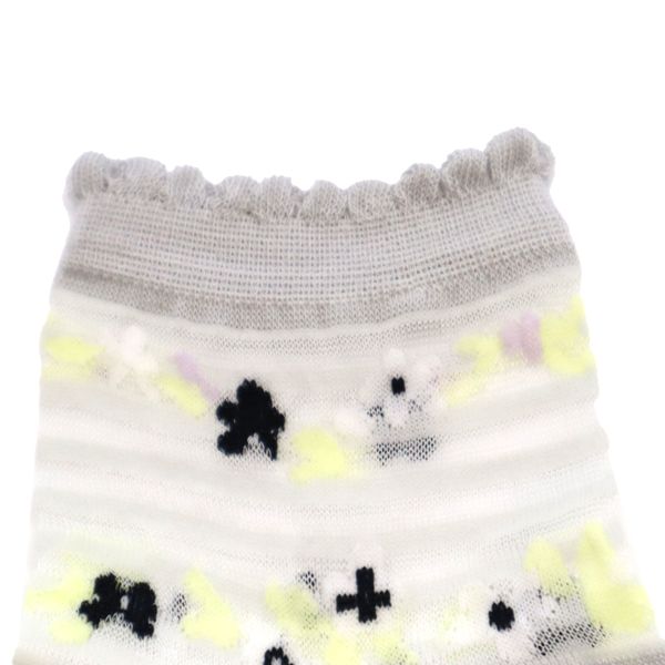 未使用 Leilian レリアン 花柄 シアー ソックス 23-24cm グレー系 靴下 レディース