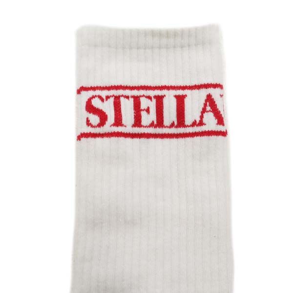 未使用 ステラ ロゴ ソックス free 白×赤 STELLA 靴下 レディース