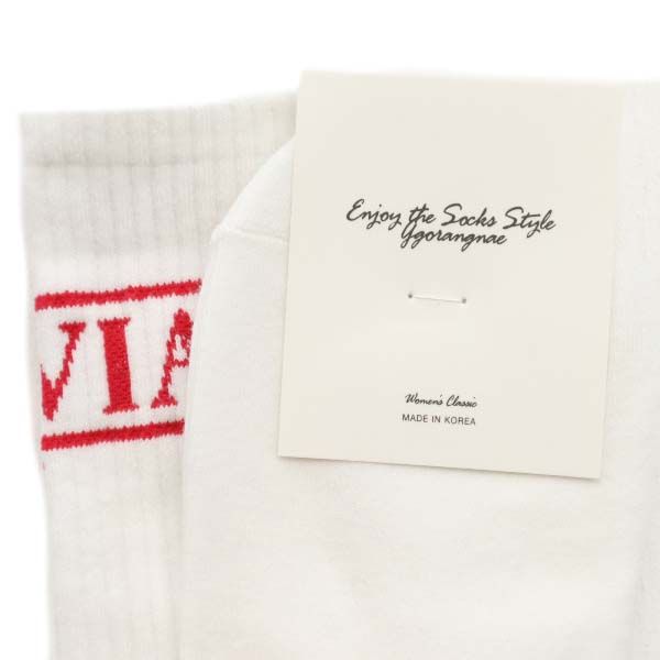 未使用 ステラ ロゴ ソックス free 白×赤 STELLA 靴下 レディース
