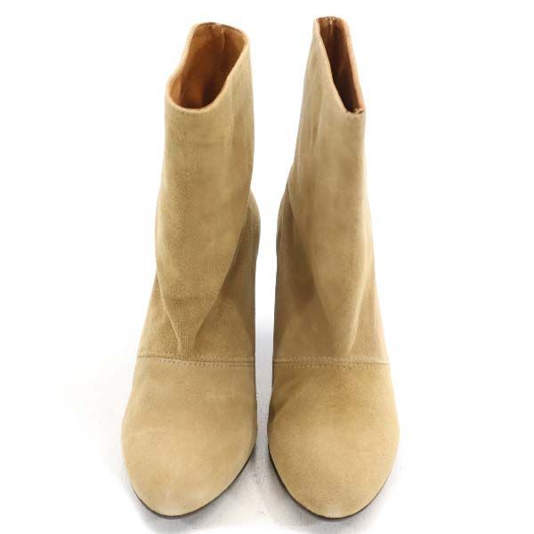 未使用 レメ 太ヒール ショート ブーツ 37 グレージュ スエード ナノユニバース レディース