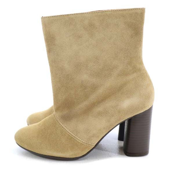 未使用 レメ 太ヒール ショート ブーツ 37 グレージュ スエード ナノユニバース レディース