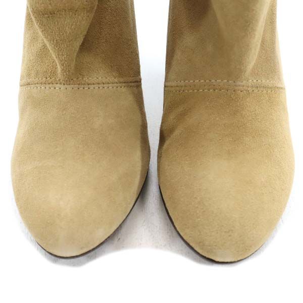 未使用 レメ 太ヒール ショート ブーツ 37 グレージュ スエード ナノユニバース レディース