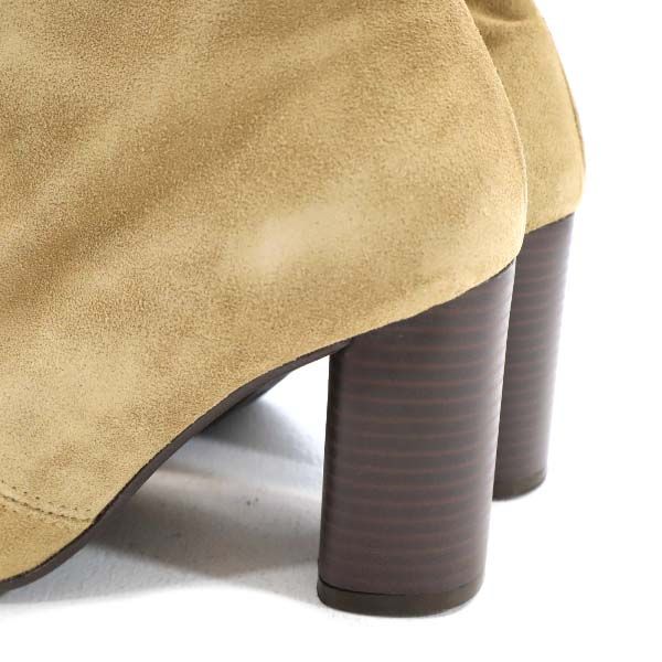 未使用 レメ 太ヒール ショート ブーツ 37 グレージュ スエード ナノユニバース レディース