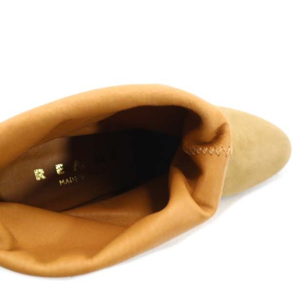 未使用 レメ 太ヒール ショート ブーツ 37 グレージュ スエード ナノユニバース レディース