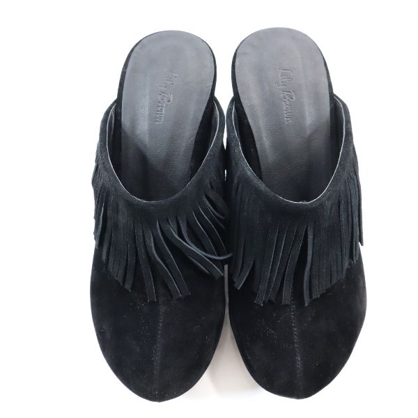 未使用 Lily Brown リリーブラウン フリンジ サンダル S ブラック レディース