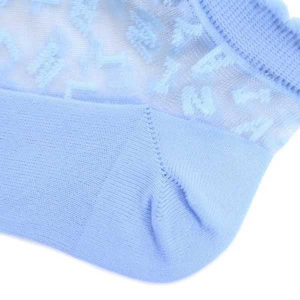 未使用 Leilian レリアン ロゴ柄 シースルー ショート ソックス 23-24cm ブルー シアー 靴下 レディース
