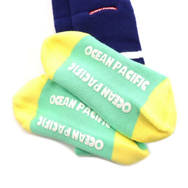 未使用 オーシャンパシフィック ロゴ刺繍 スノーボード ソックス 緑×紺 oceanpacific 靴下 レディース