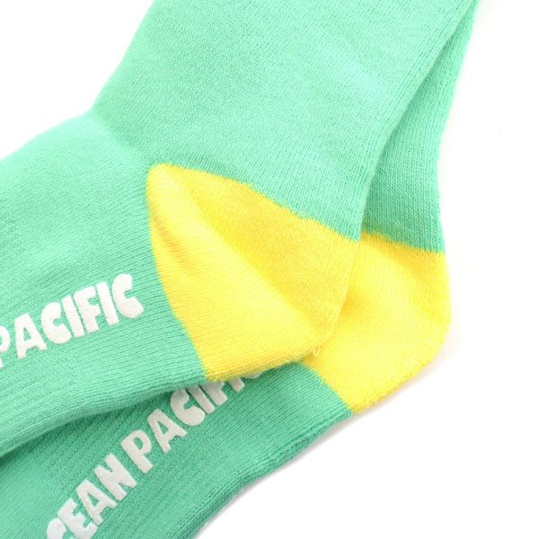 未使用 オーシャンパシフィック ロゴ刺繍 スノーボード ソックス 緑×紺 oceanpacific 靴下 レディース