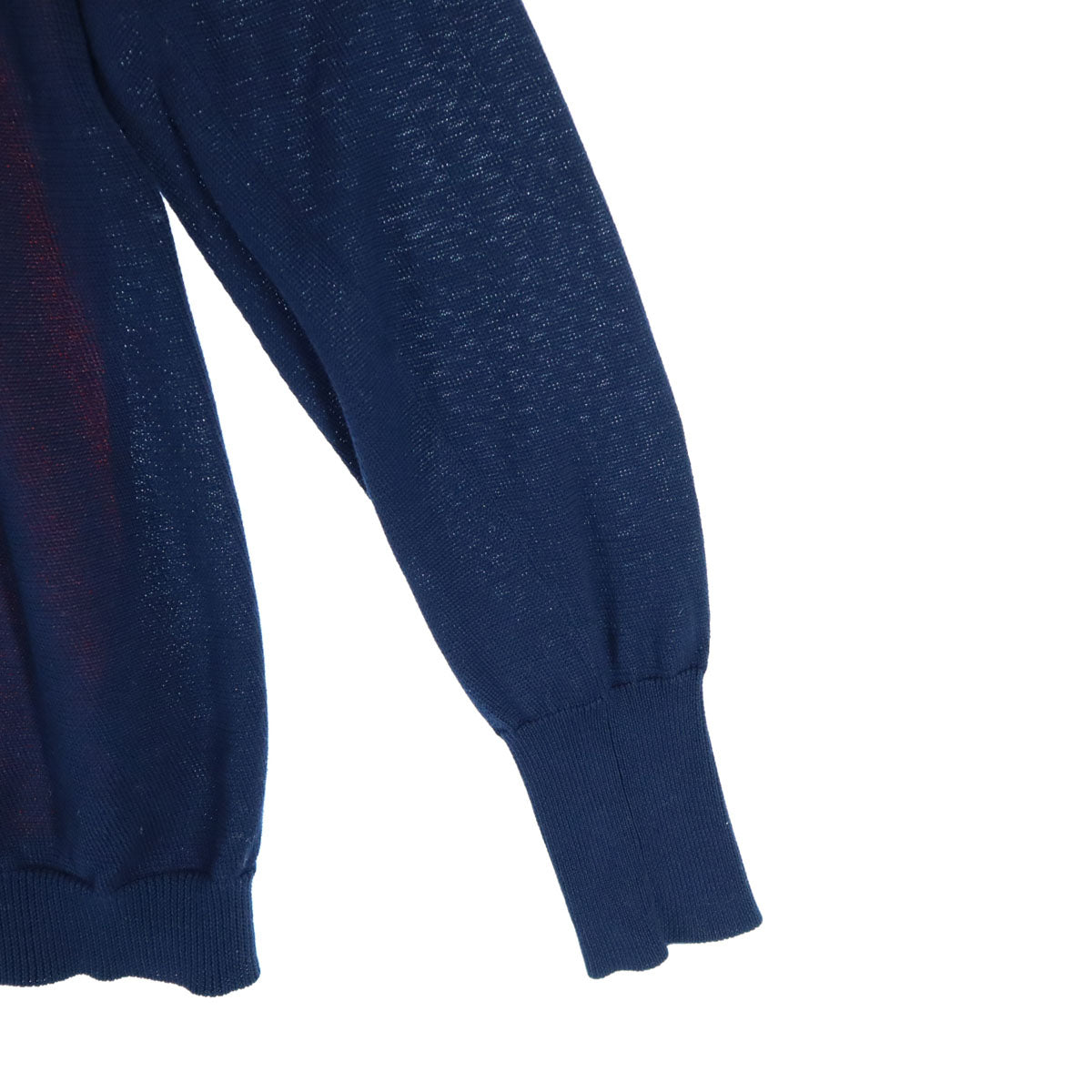 美品 YOKO CHAN ヨーコチャン バイカラー シルク切替 長袖 ニット 38 ネイビー×レッド レディース