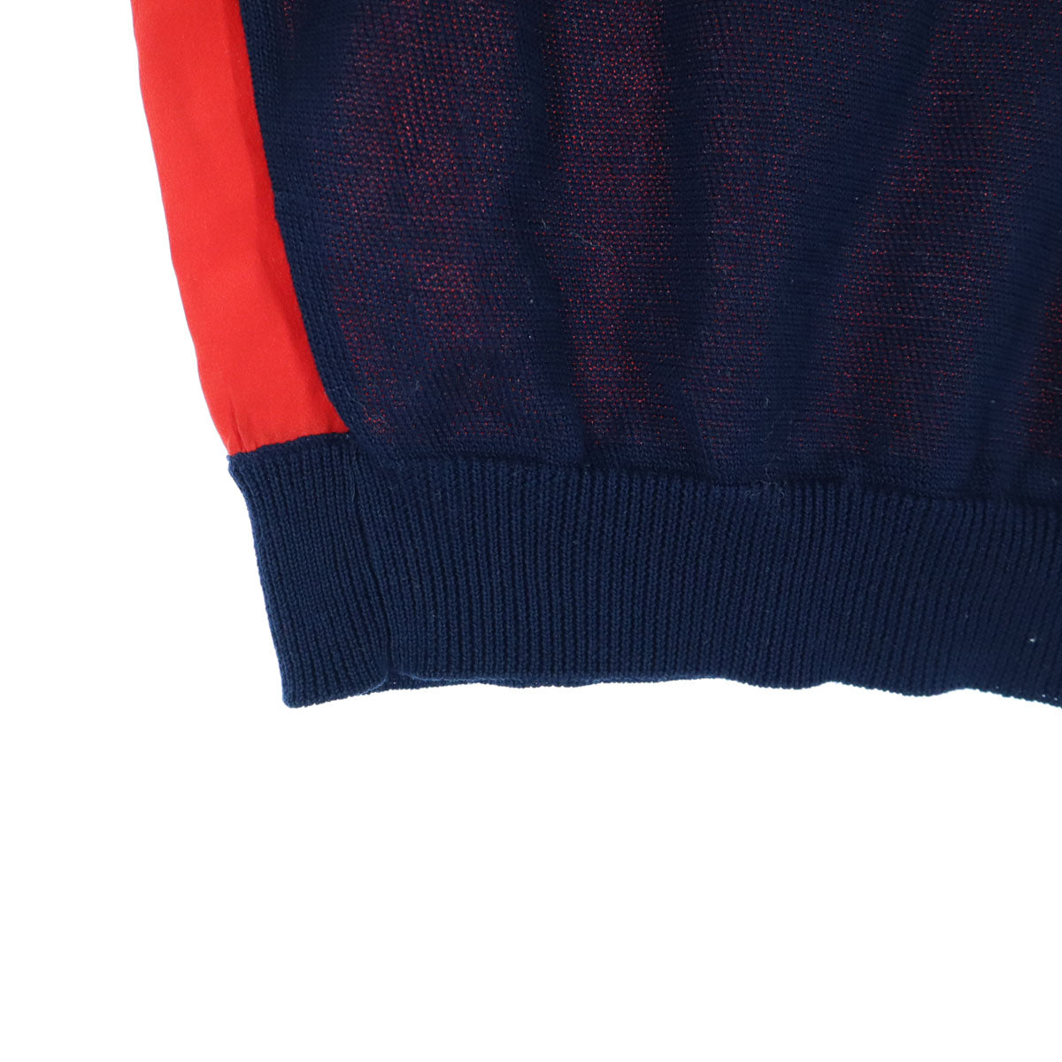 美品 YOKO CHAN ヨーコチャン バイカラー シルク切替 長袖 ニット 38 ネイビー×レッド レディース