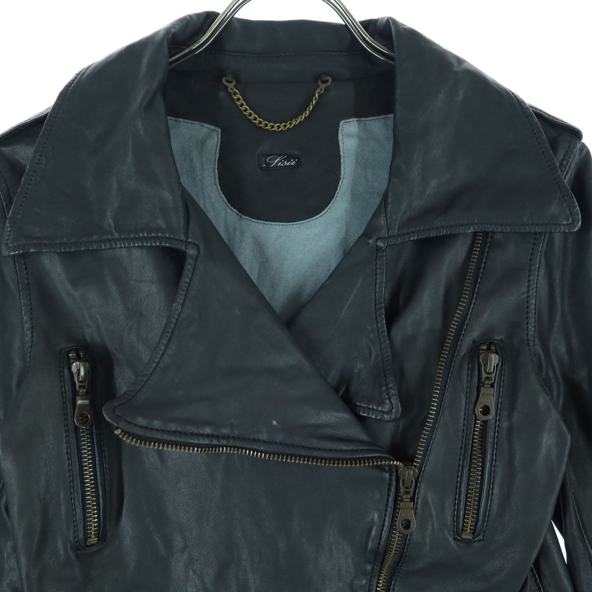 美品 Sisii シシ 日本製 長袖 レザージャケット ブラック メンズ
