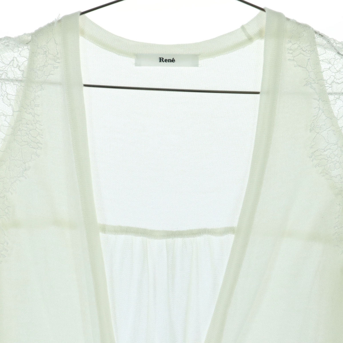 美品 Rene ルネ 長袖 肩レース カーディガン M ホワイト レディース