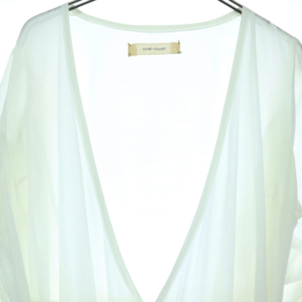 suzuki takayuki スズキタカユキ 日本製 7分袖 ロングワンピース ホワイト レディース