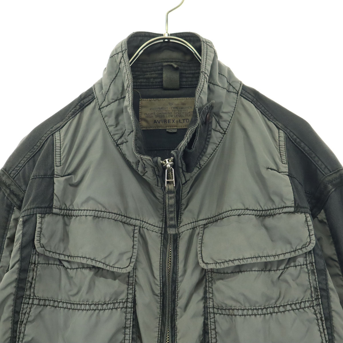 AVIREX アヴィレックス ツートンカラー 長袖 ジャケット L ブラック系 ナイロン切替 メンズ