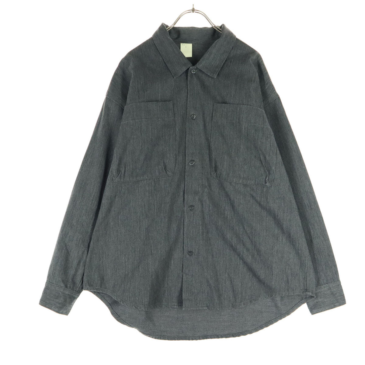 N.HOOLYWOOD エヌハリウッド 日本製 長袖 コットンシャツ M ダークグレー 胸ポケット メンズ