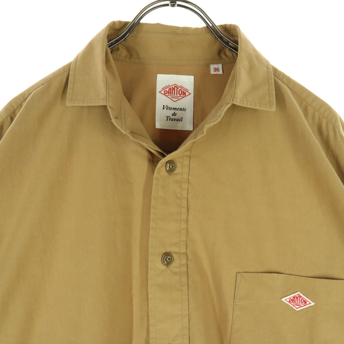 Danton ダントン 日本製 長袖 シャツワンピース ブラウン レディース