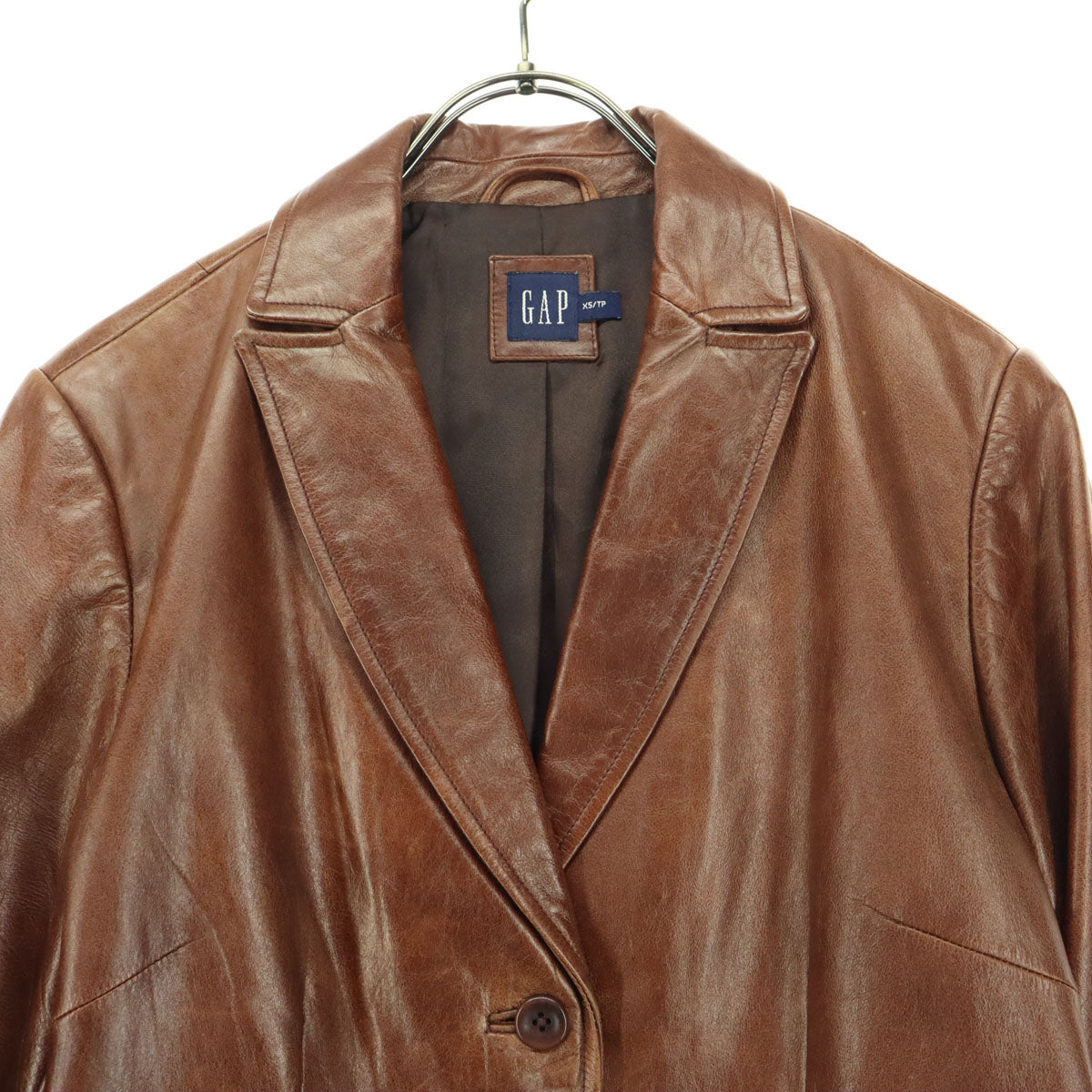 GAP ギャップ 長袖 レザー テーラードジャケット XS ブラウン レディース