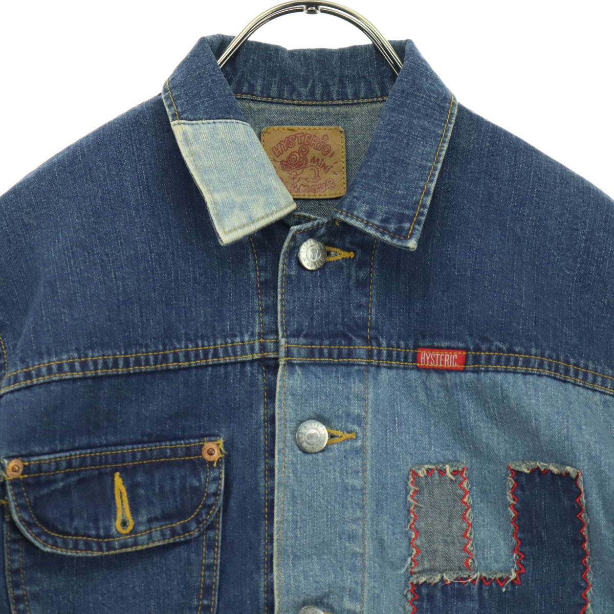 HYSTERIC GLAMOUR ヒステリックグラマー 長袖 パッチワーク デニムジャケット 130 ブルー キッズ