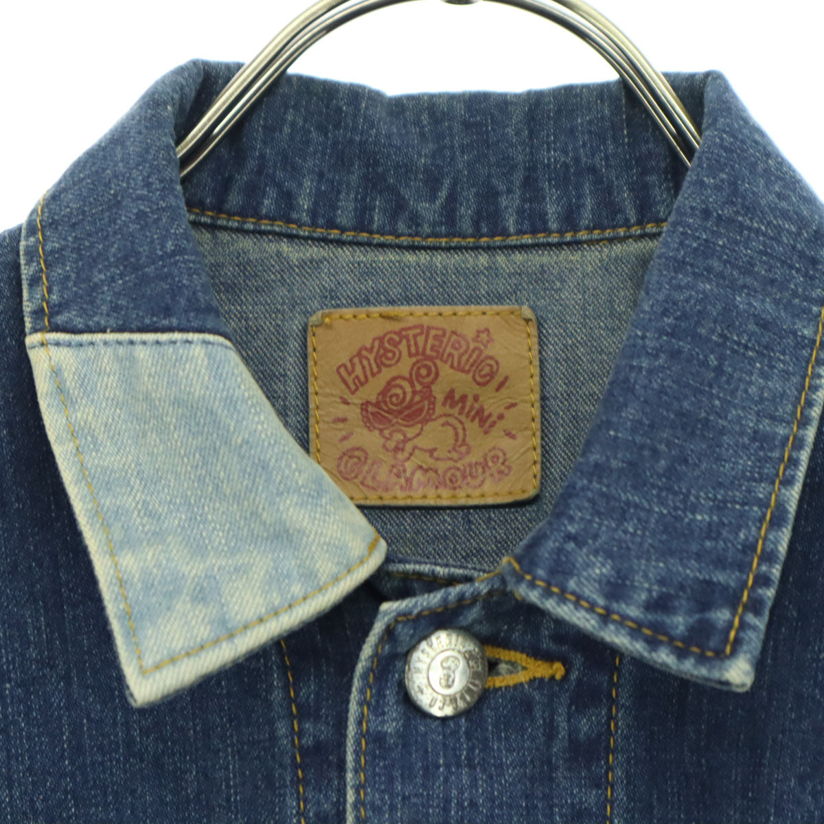 HYSTERIC GLAMOUR ヒステリックグラマー 長袖 パッチワーク デニムジャケット 130 ブルー キッズ