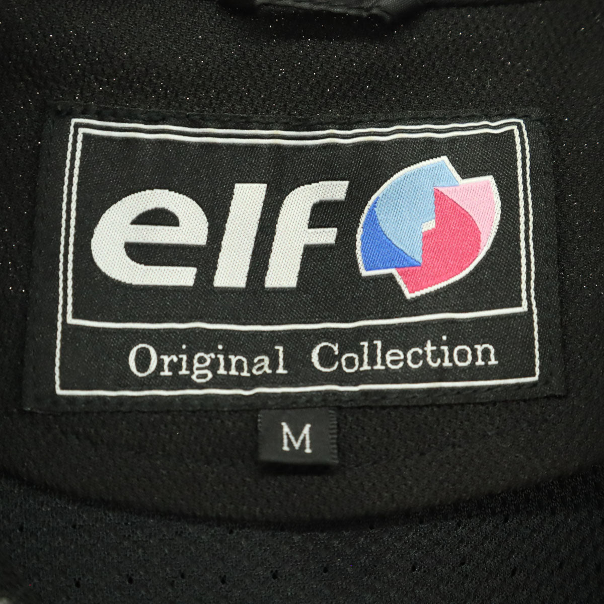 美品 elf エルフ プリント バイカーズ 長袖 メッシュ ジャケット ブラック メンズ