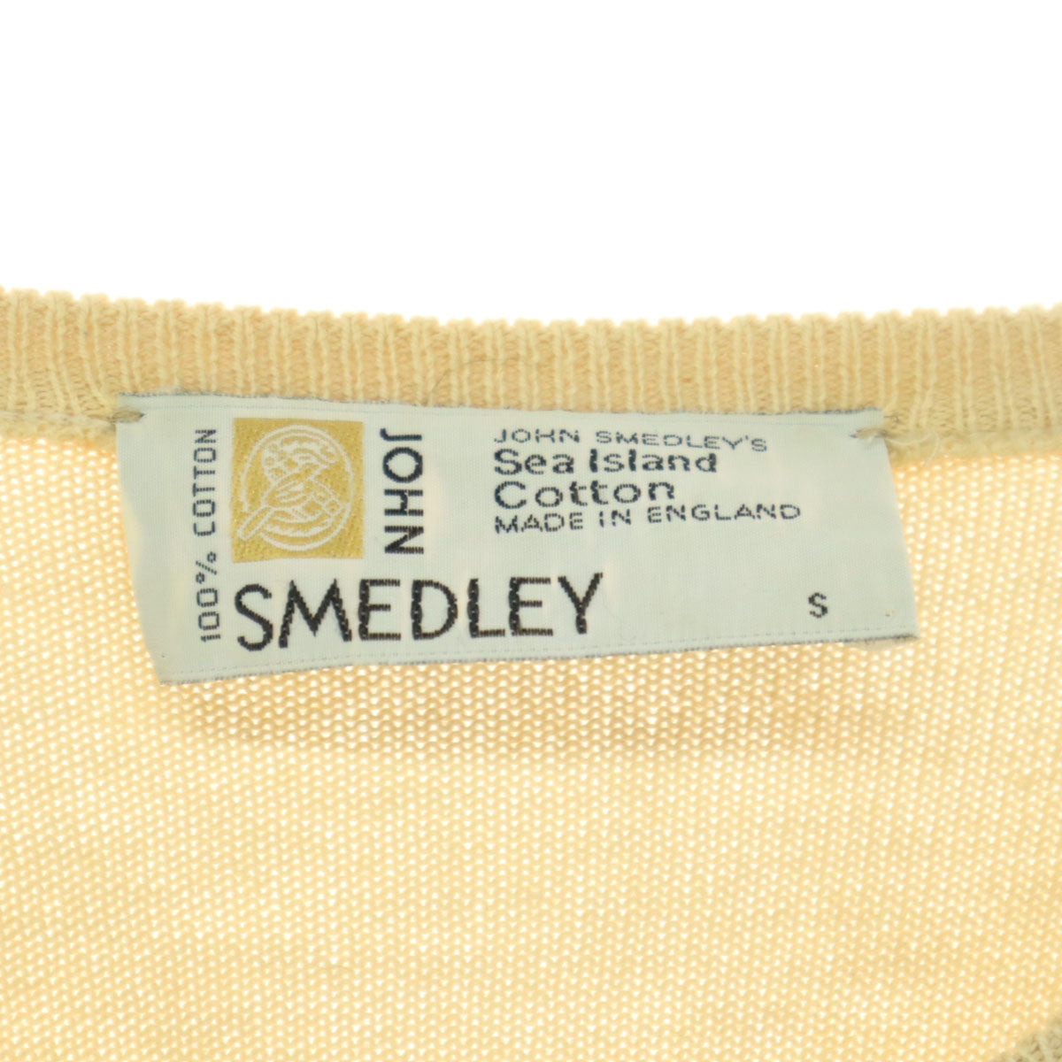美品 JOHN SMEDLEY ジョンスメドレー 80s ヴィンテージ 英国製 アーガイル柄 長袖 ニットカーディガン S クリーム レディース
