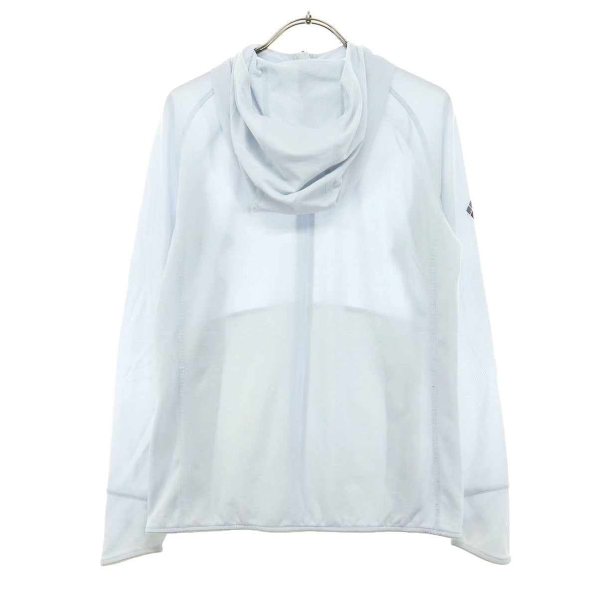 美品 mont-bell モンベル ワンポイント 長袖 フードジャケット M ライトブルー クールパーカー アウトドア レディース